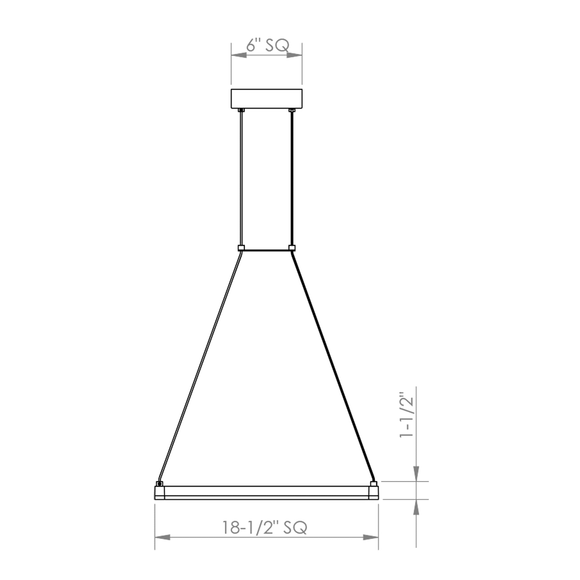 Stix Square LED Pendant Light - line drawing.