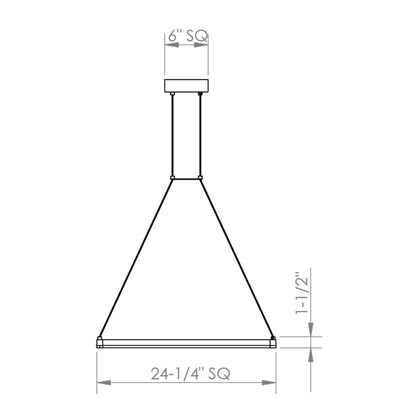 Stix Square LED Pendant Light - line drawing.