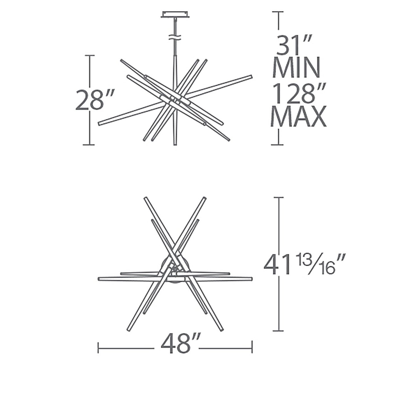 Stormy LED Chandelier- line drawing.