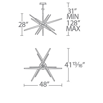 Stormy LED Chandelier- line drawing.