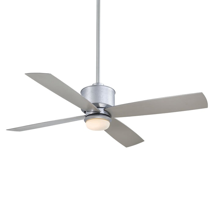 Strata Outdoor Ceiling Fan in Galvanized / Etched Opal/LED.