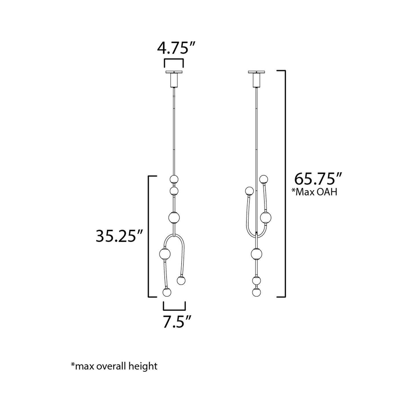 Alina LED Multi Light Pendant Light - line drawing.