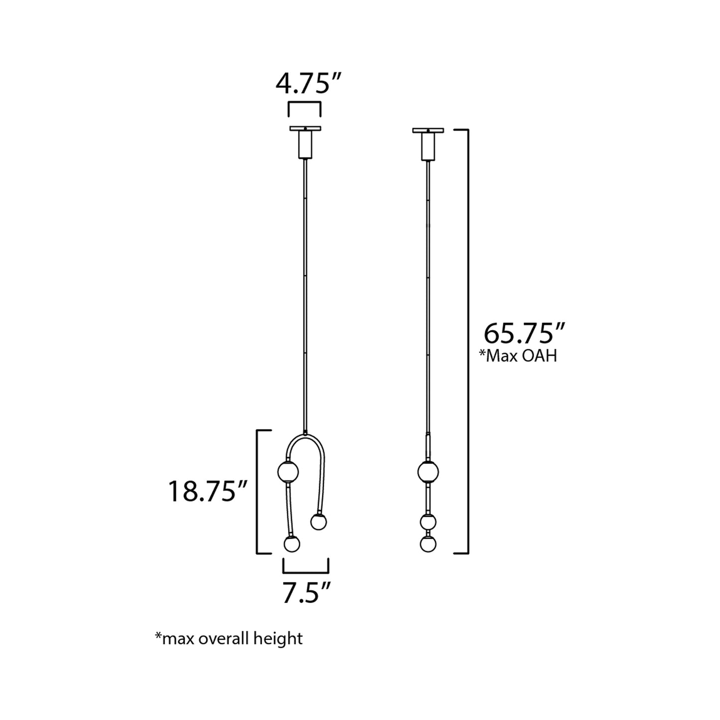 Alina LED Pendant Light - line drawing.
