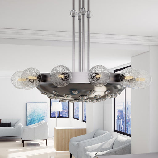 Cosmo LED Chandelier in living room.