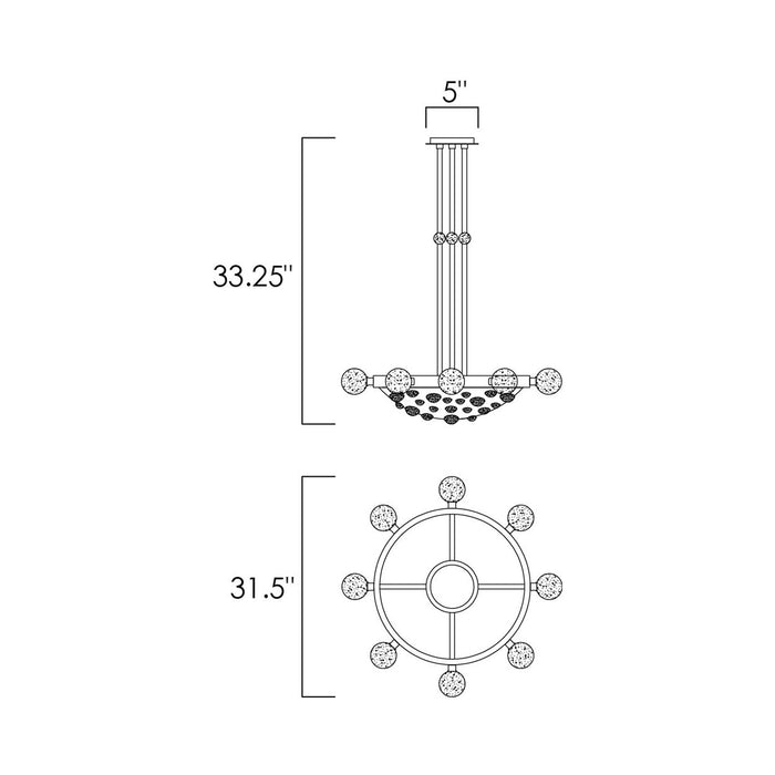 Cosmo LED Chandelier - line drawing.