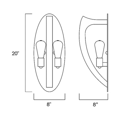 Crescendo Wall Light - line drawing.