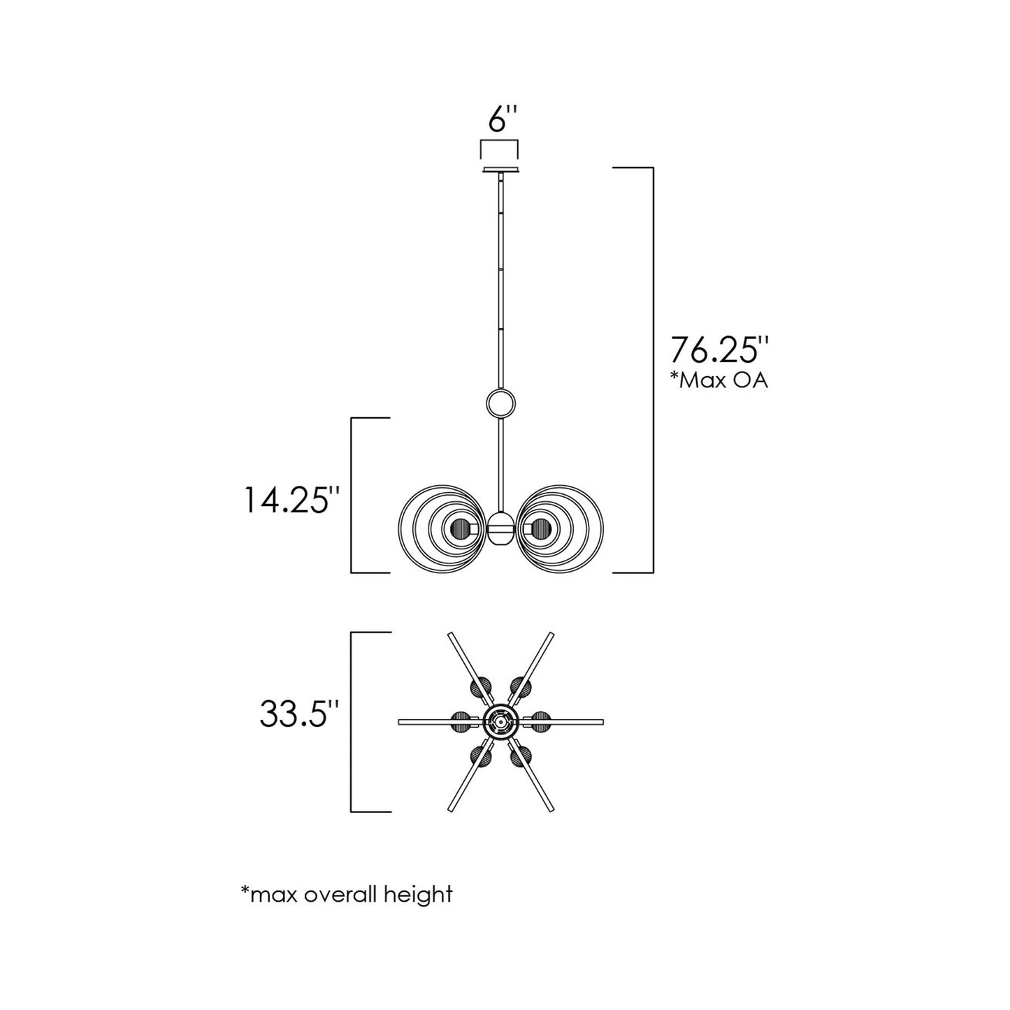 Frequency LED Pendant Light - line drawing.