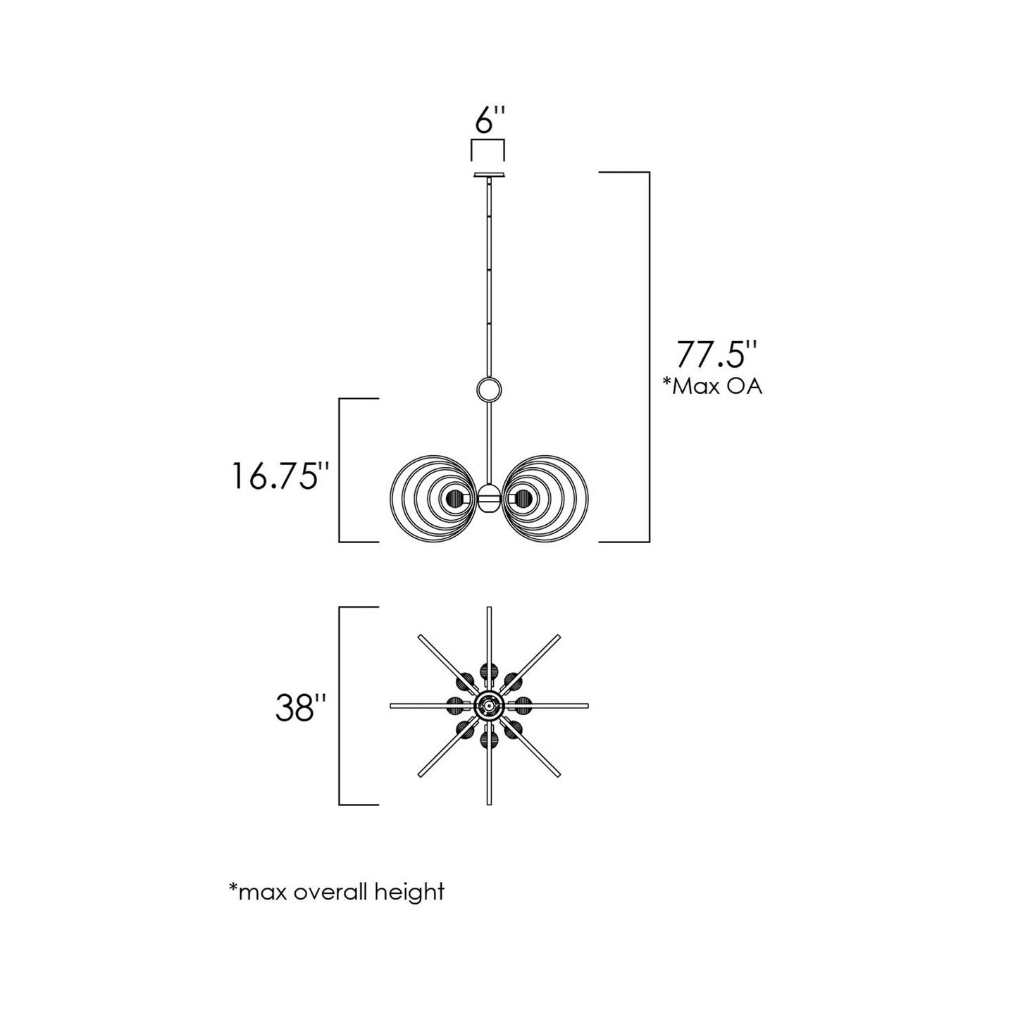 Frequency LED Pendant Light - line drawing.