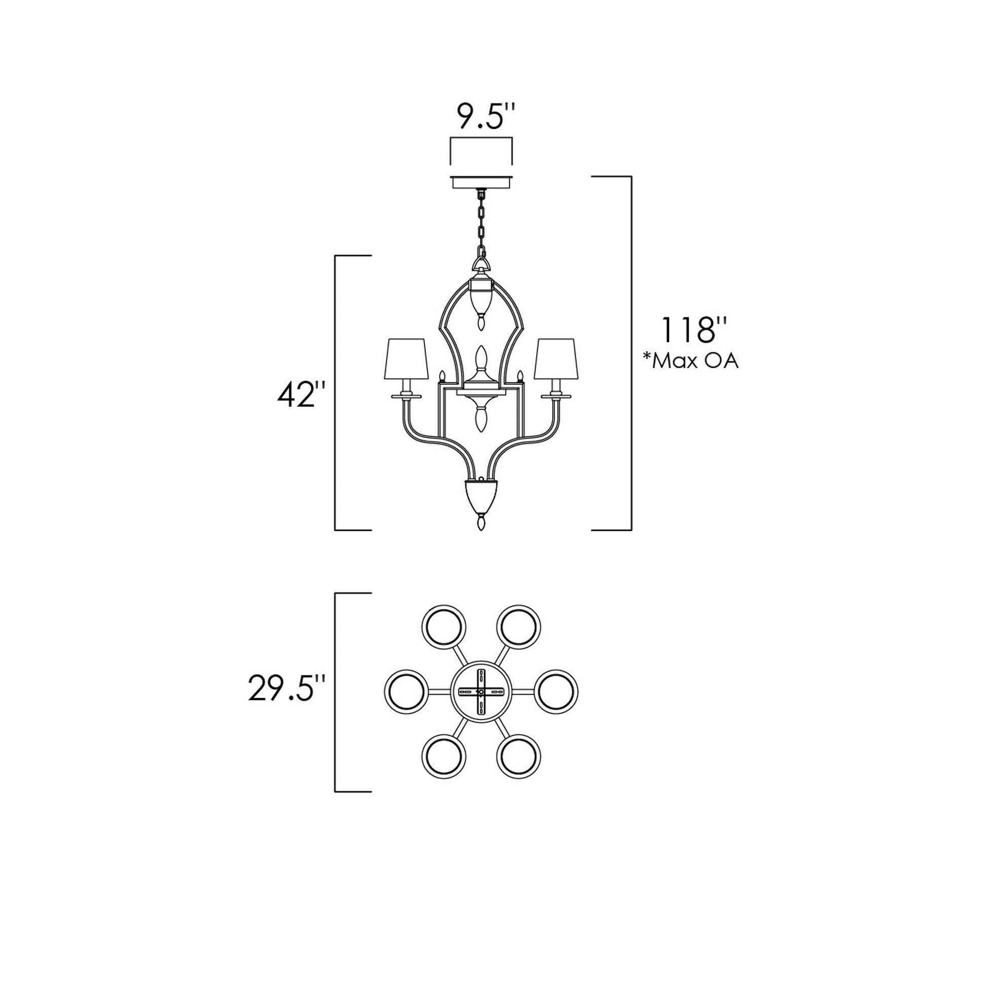 Hermitage Pendant Light - line drawing.