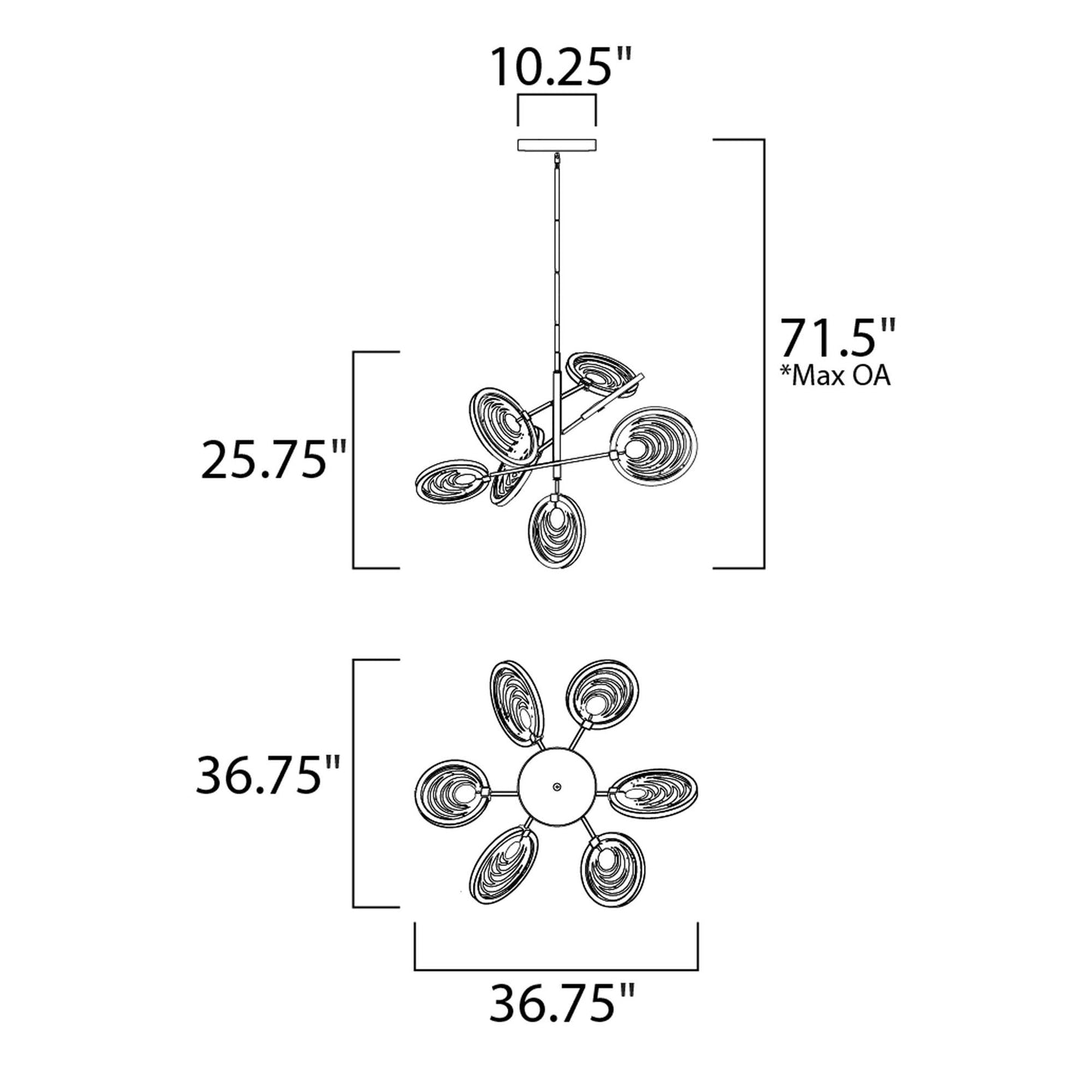 Lariat LED Pendant Light - line drawing.