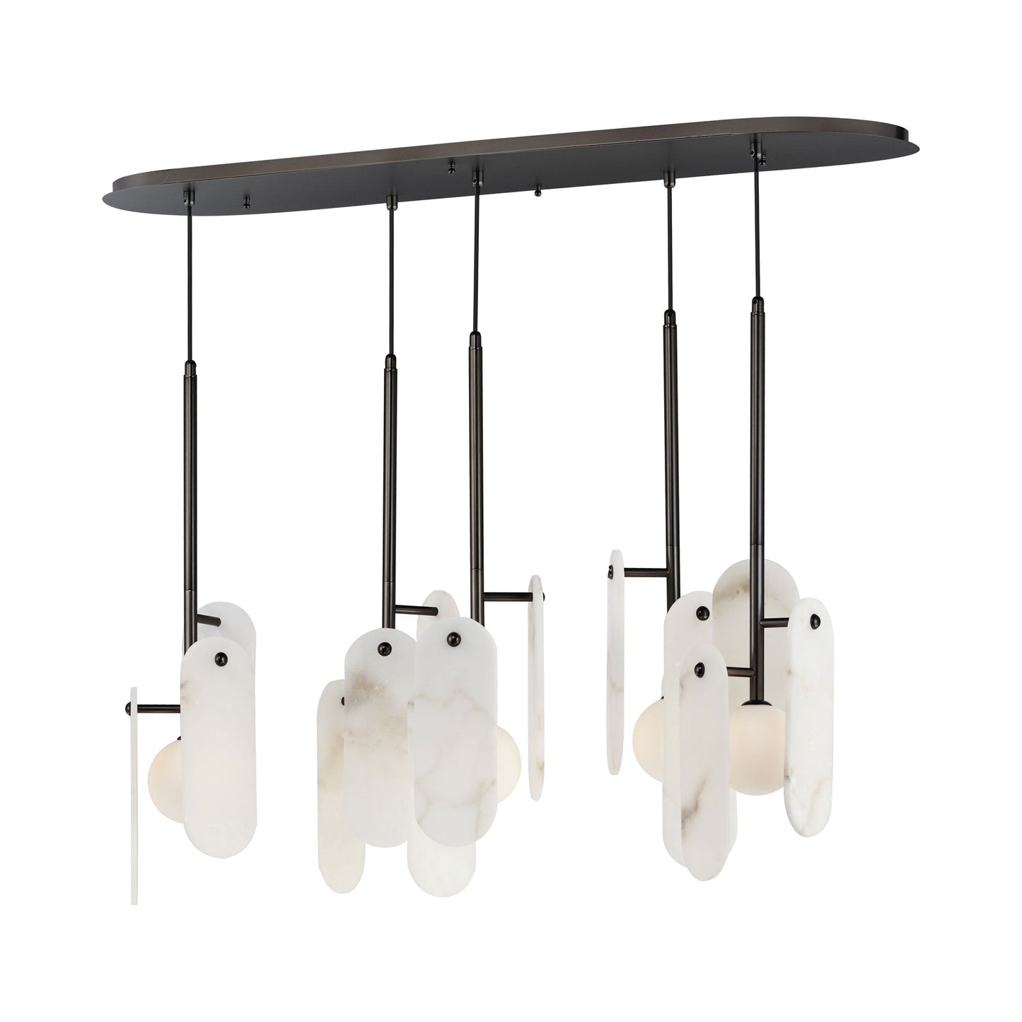 Megalith LED Multi Light Pendant Light in Spanish Alabaster/Gunmetal.