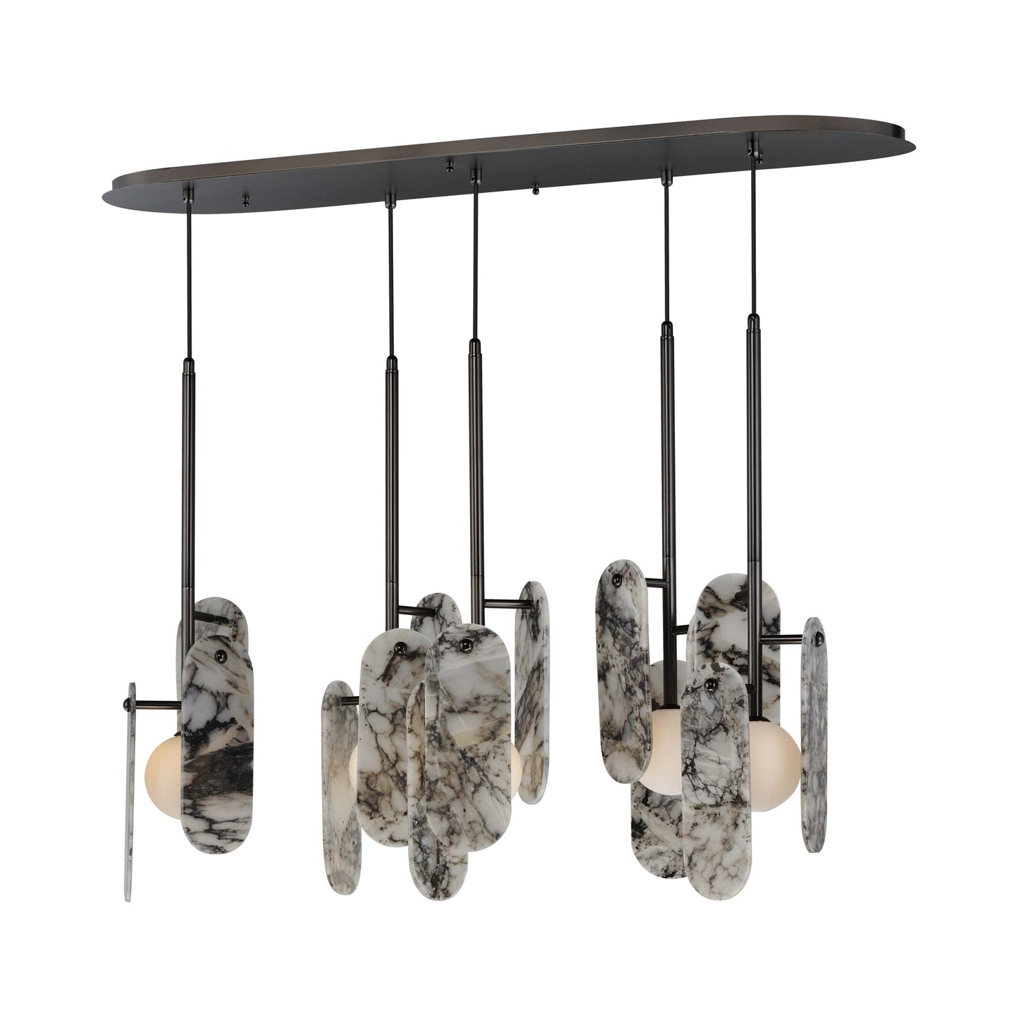 Megalith LED Multi Light Pendant Light in Striae Arya/Gunmetal.