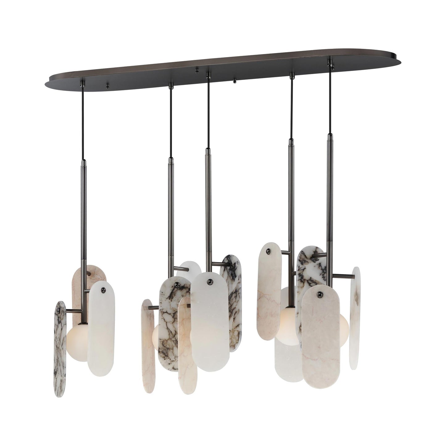 Megalith LED Multi Light Pendant Light in Various Stone/Gunmetal.