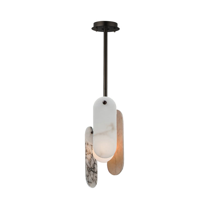 Megalith LED Pendant Light in Brushed Bronze/Various Stone.