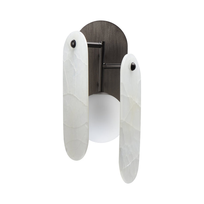 Megalith LED Wall Light in Brushed Bronze/White Onyx.