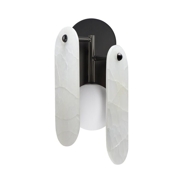 Megalith LED Wall Light in Gunmetal/White Onyx.