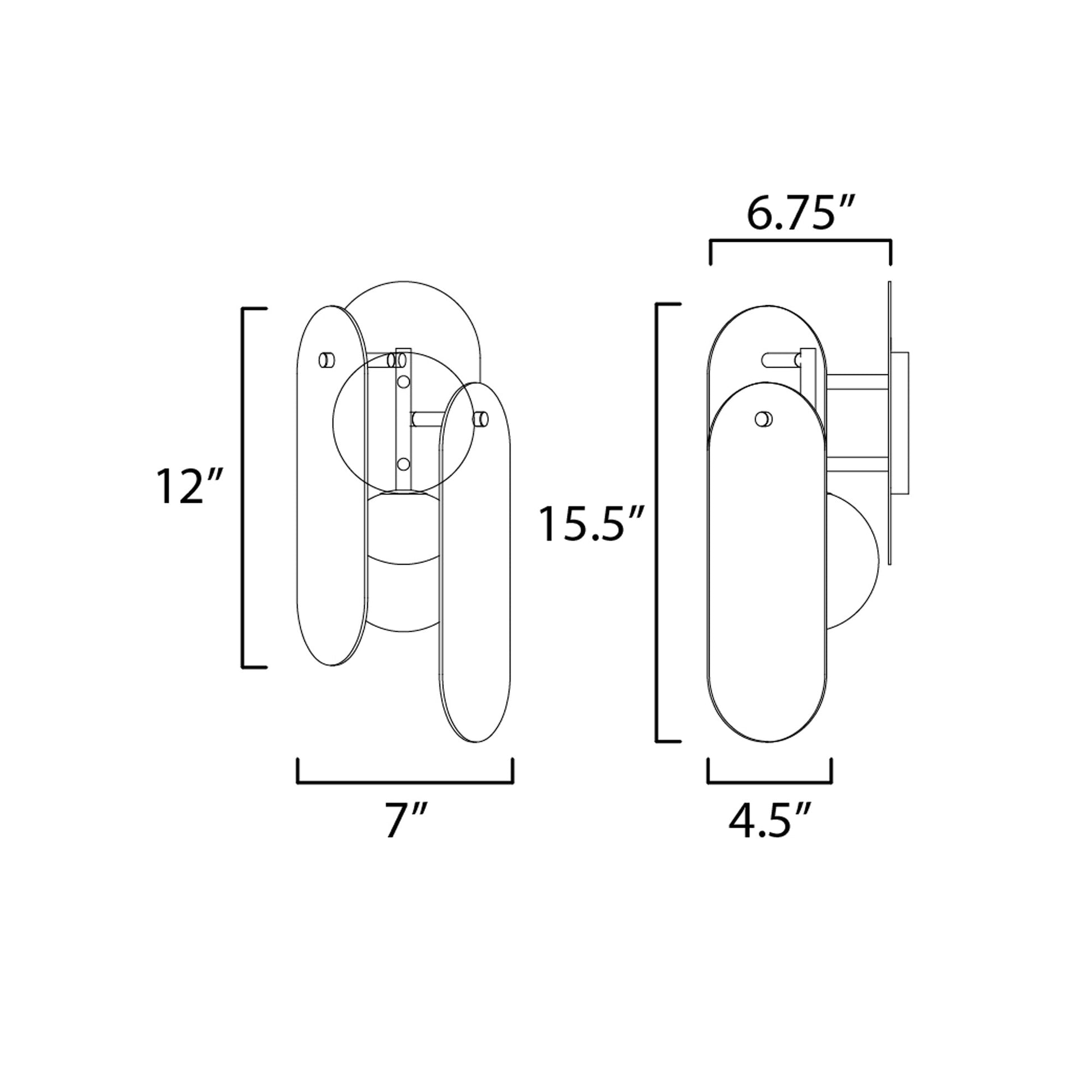 Megalith LED Wall Light - line drawing.