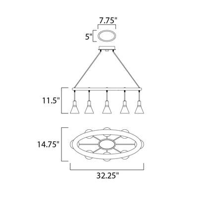Scan Multi Light Pendant Light - line drawing.