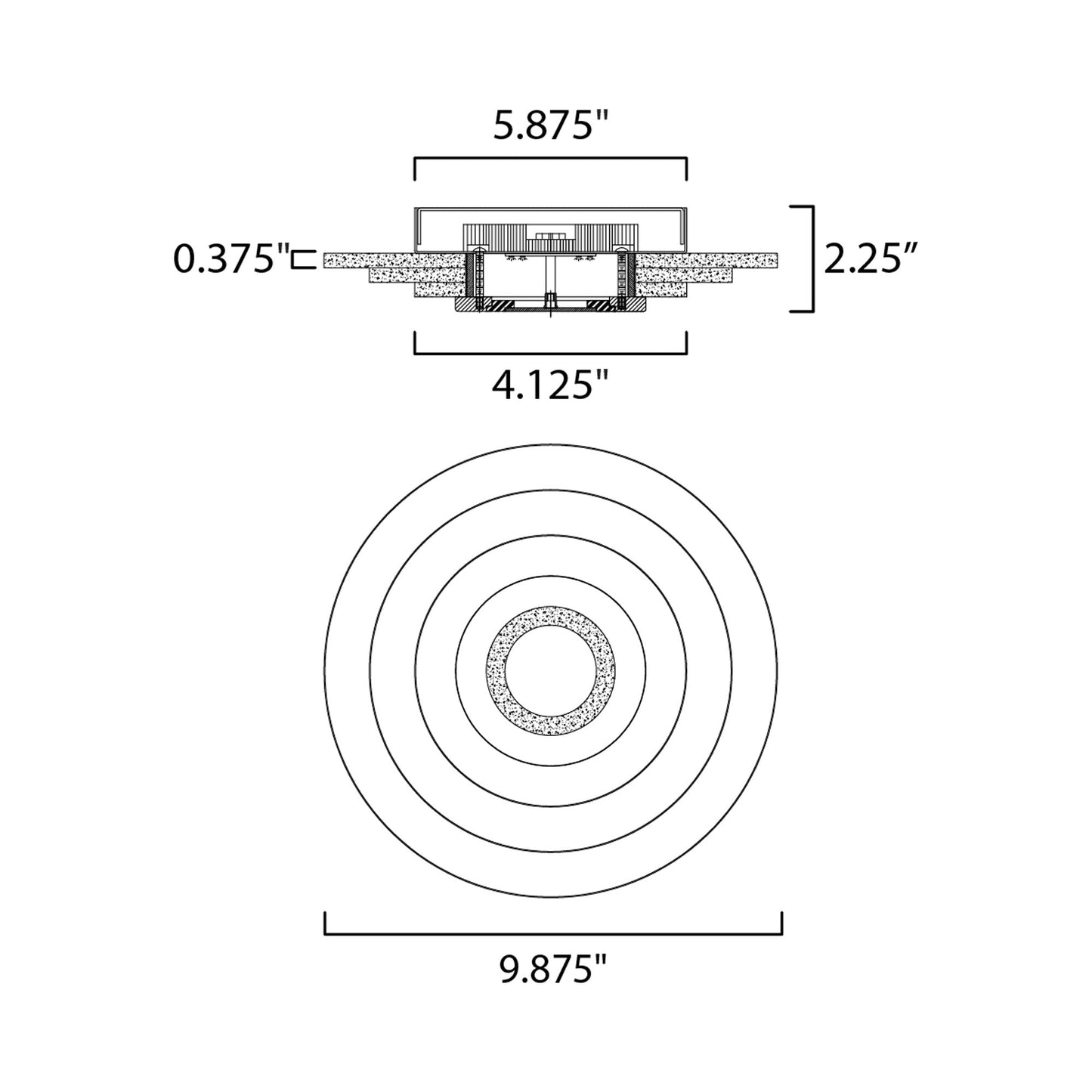 Stratum LED Ceiling / Wall Light - line drawing.