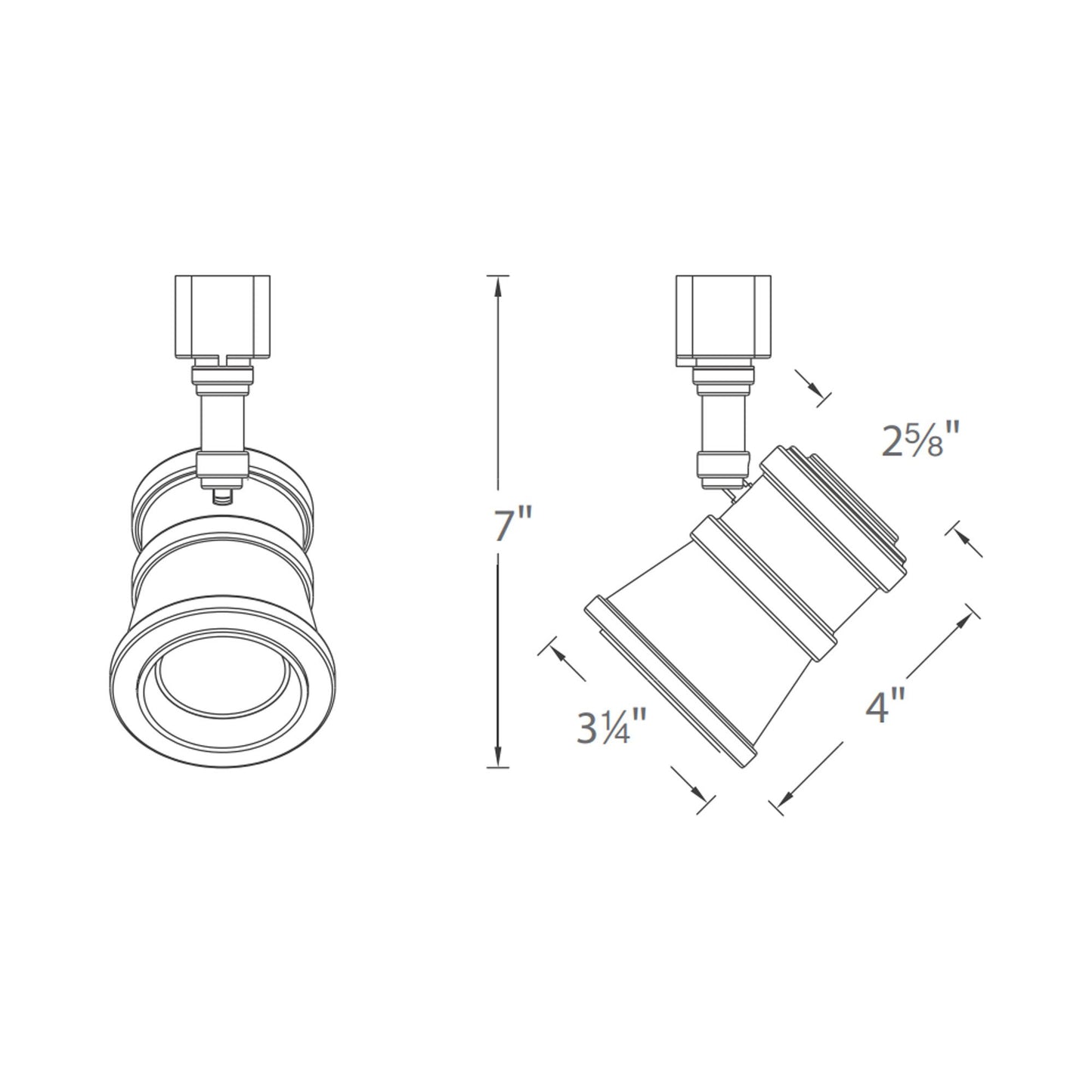 Summit LED208 LED Track Head - line drawing.