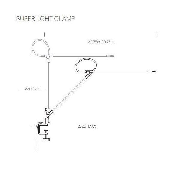Superlight LED Clamp Table Lamp - line drawing.