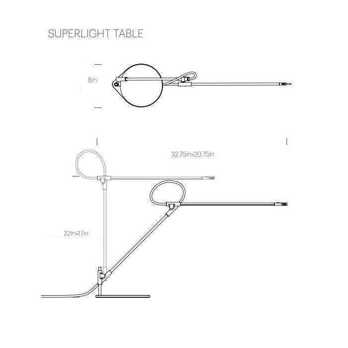 Superlight LED Table Lamp - line drawing.
