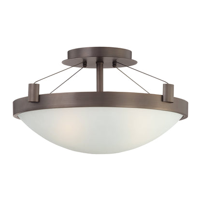 Suspended Semi-Flush Mount Ceiling Light in Copper Bronze Patina.