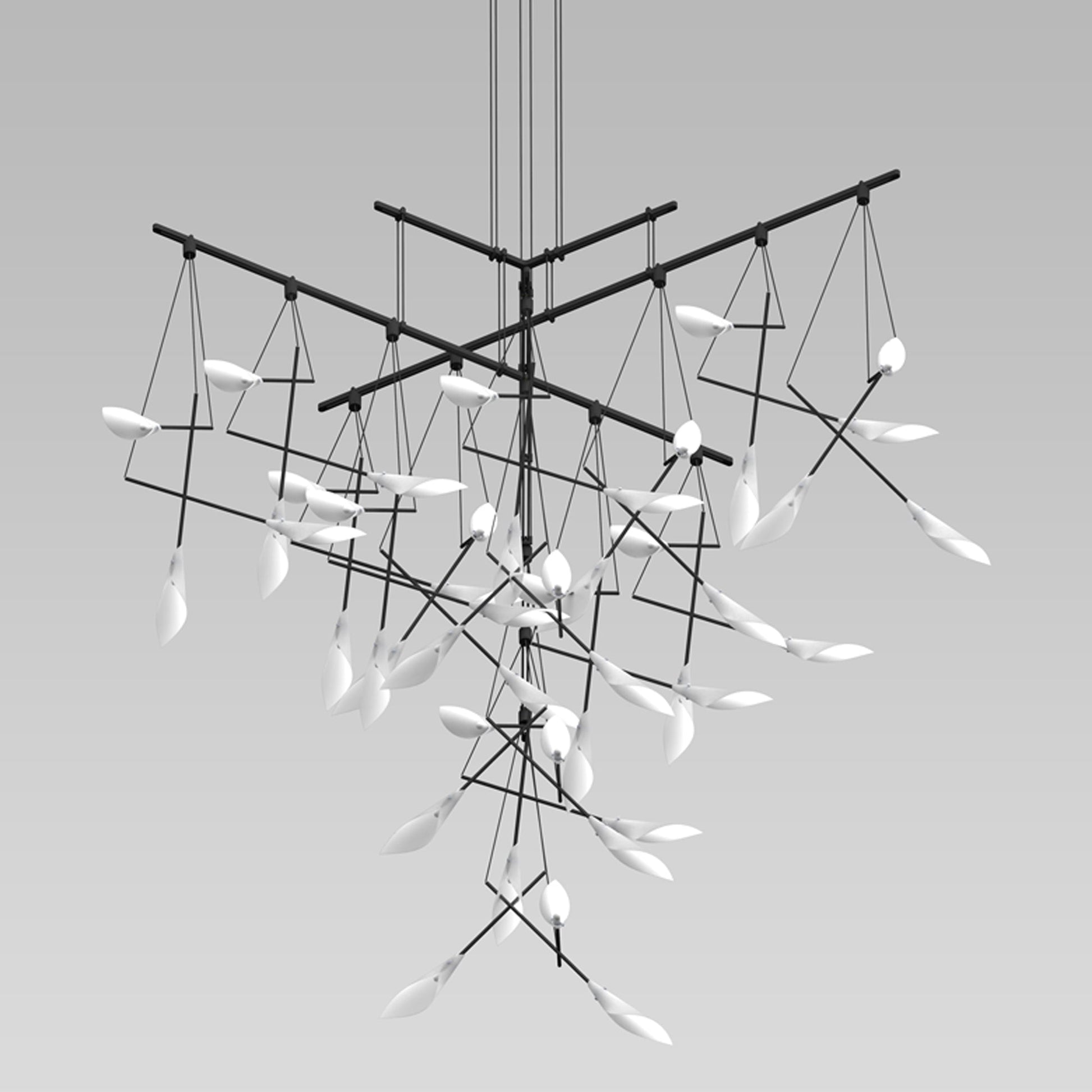 Suspenders® 4-Tier Tri-Bar LED Pendant Light in Satin Black (Branch Pendants/78.25-Inch).