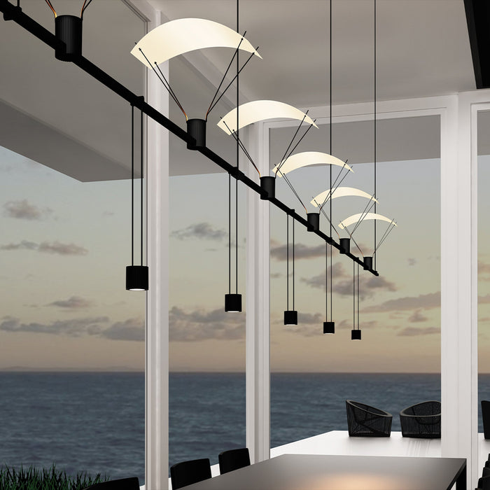 Suspenders® In-Line Linear LED Pendant Light in living room.