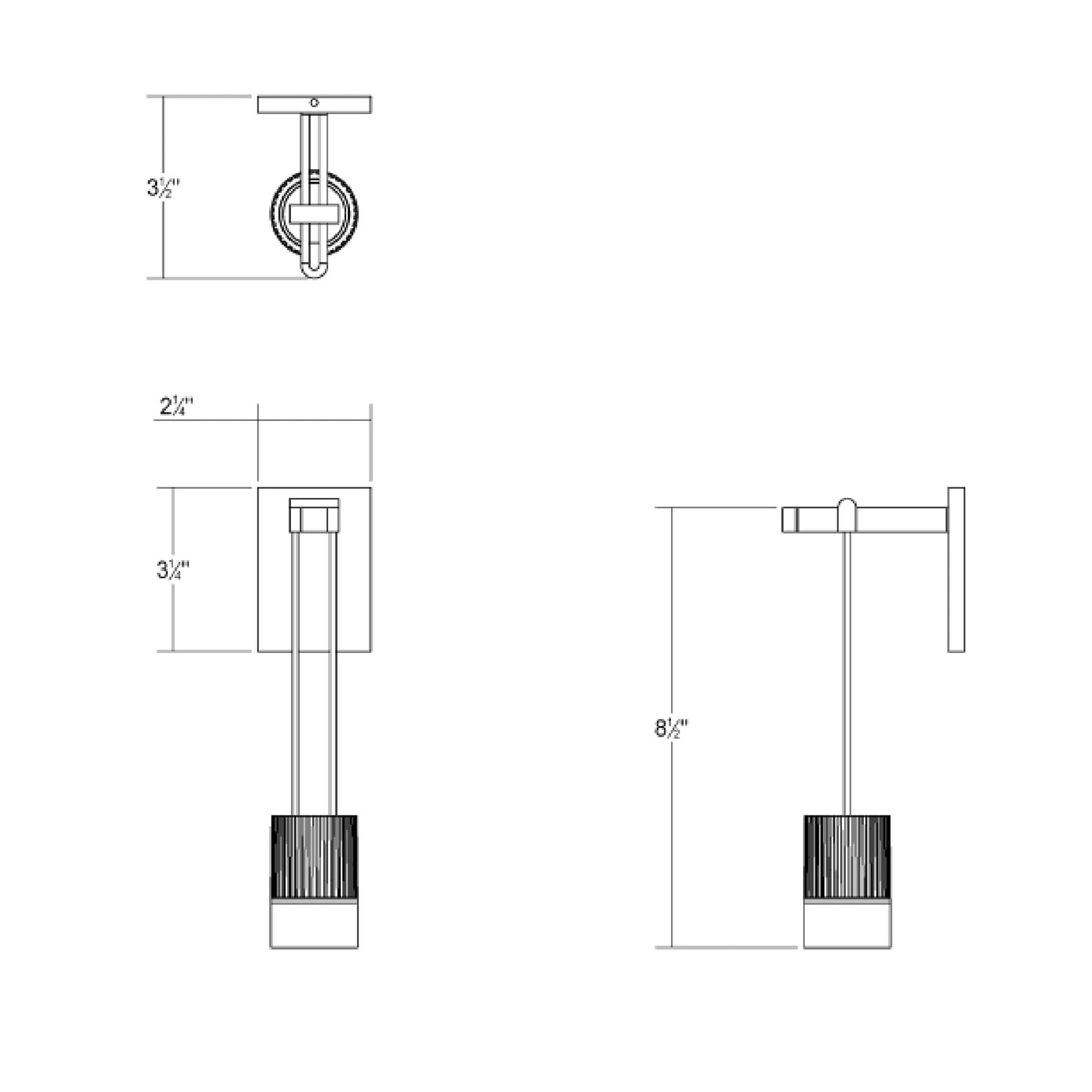 Suspenders® Mini Single LED Wall Light - line drawing.