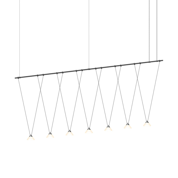 Suspenders® Tier Linear LED Pendant Light (V-Line Etched Glass Cone Pends).