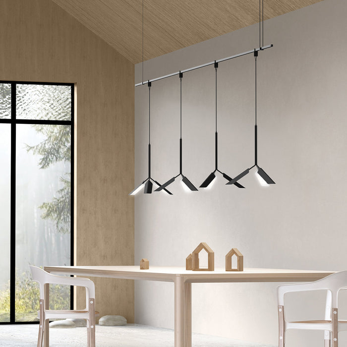 Suspenders® Tier Linear LED Pendant Light in dining room.