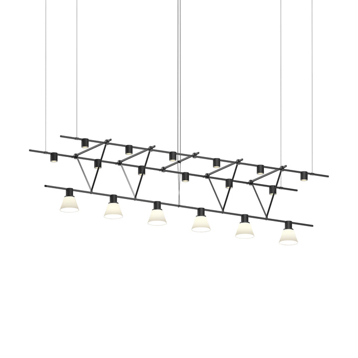 Suspenders® Triangle Truss Linear LED Suspension Light (Power Precise Bar-Mounted Cylinders).