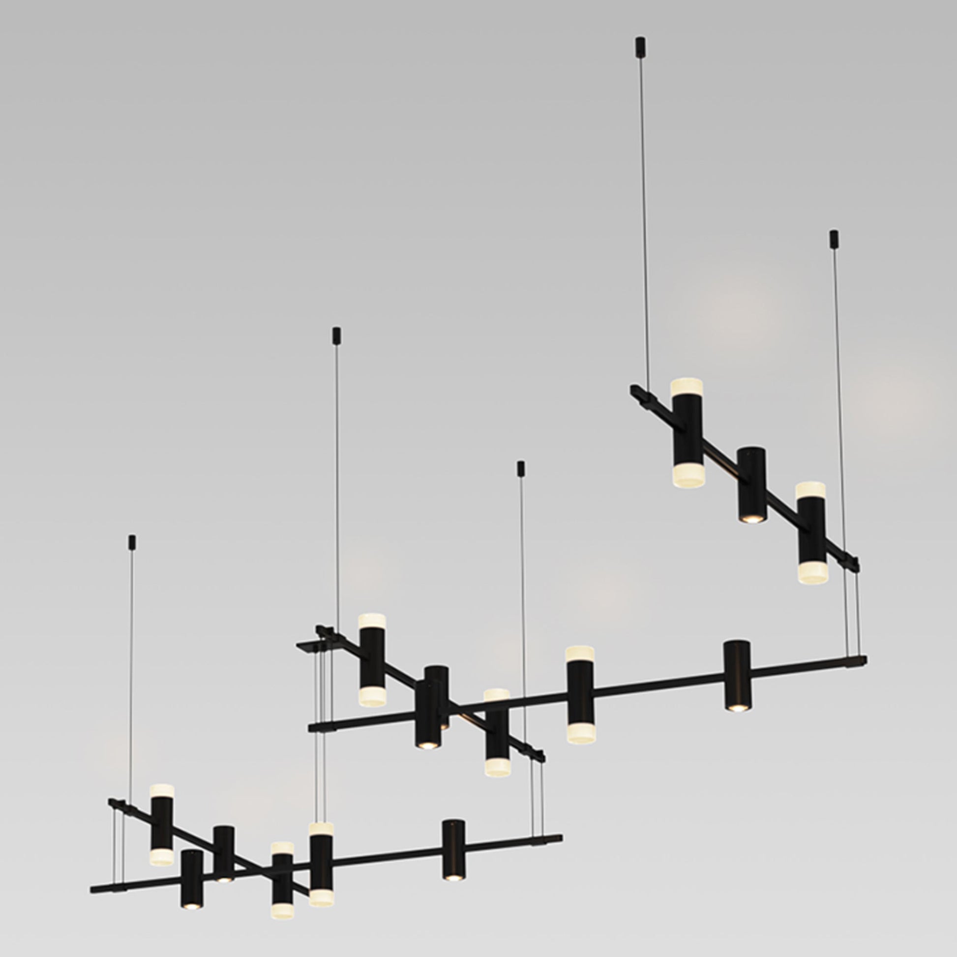 Suspenders® Zig Zag LED Pendant Light with Double Ended Cylinders in Detail.