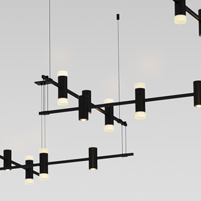 Suspenders® Zig Zag LED Pendant Light with Double Ended Cylinders in Detail.