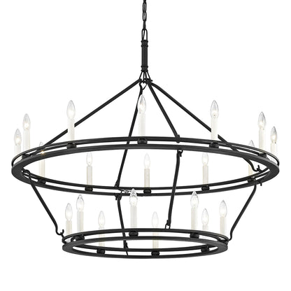 Sutton Chandelier in Textured Black (Medium/2-Tier).