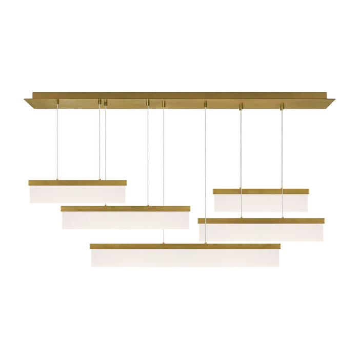 Sweep LED Linear Suspension Light in Aged Brass.