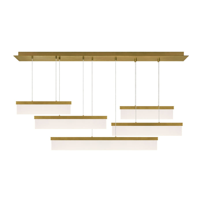 Sweep LED Linear Suspension Light in Aged Brass.