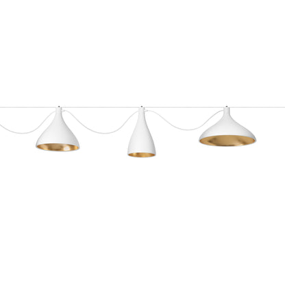 Swell LED String Mixed Pendant Light in White/Brass (Large).