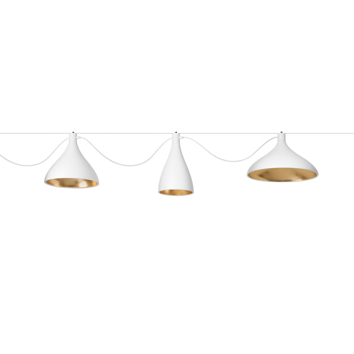 Swell LED String Mixed Pendant Light in White/Brass (Large).