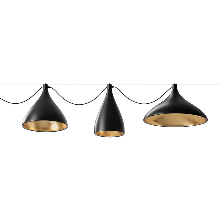 Swell LED String Mixed Pendant Light in Black/Brass (X-Large).