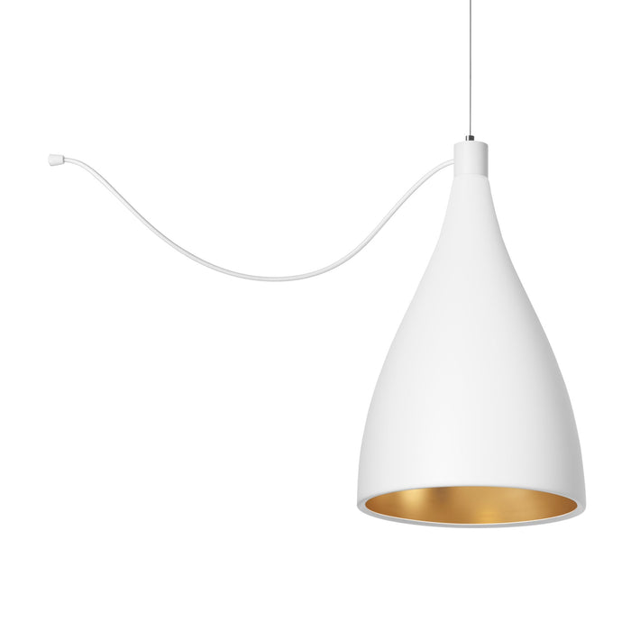 Swell LED String Pendant Light in White/Brass (XL Narrow).