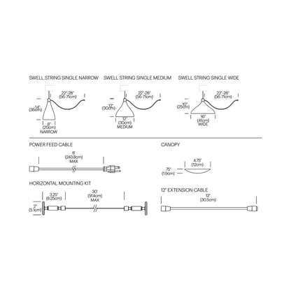 Swell LED String Pendant Light - line drawing.