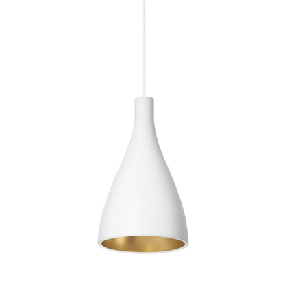 Swell LED Pendant Light in White/Brass (Narrow).