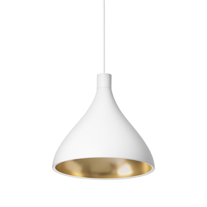 Swell LED Pendant Light in White/Brass (Medium).
