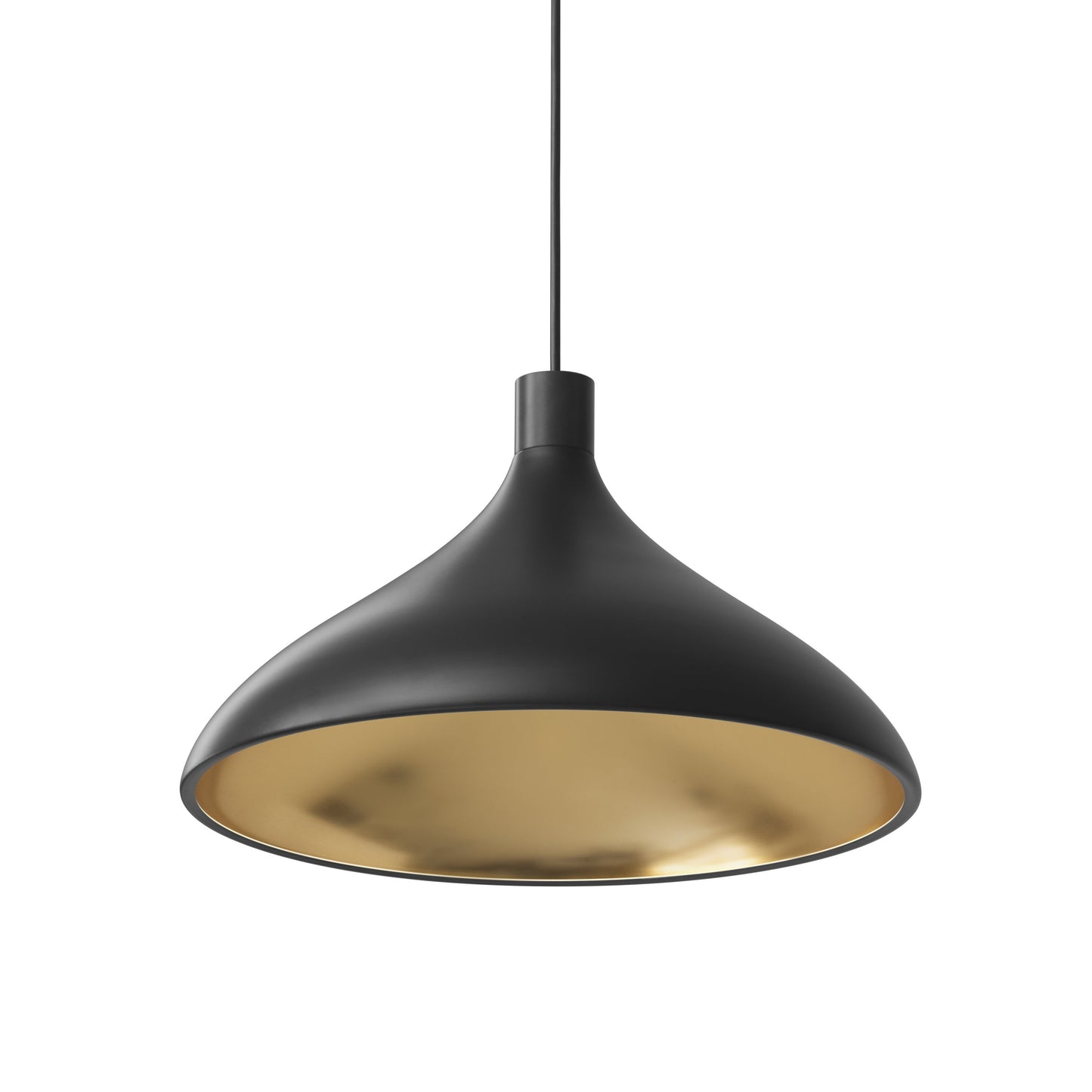 Swell LED Pendant Light in Black/Brass (Wide).