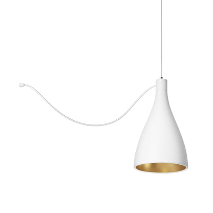 Swell LED String Pendant Light in White/Brass (Narrow).