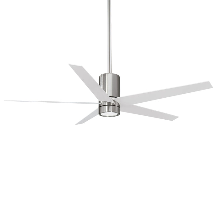 Symbio LED Ceiling Fan in Brushed Nickel / White.