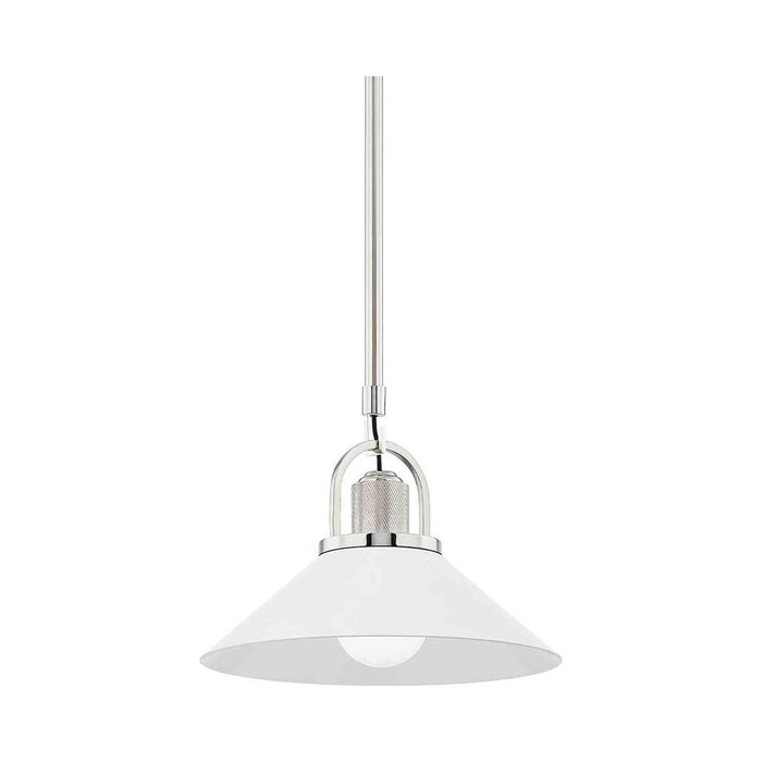 Syosset Pendant Light in Small/Polished Nickel/White.