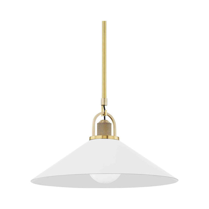 Syosset Pendant Light in Large/Aged Brass/White.